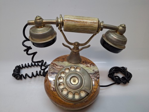 Telefono vintage onice ottone - telefono,